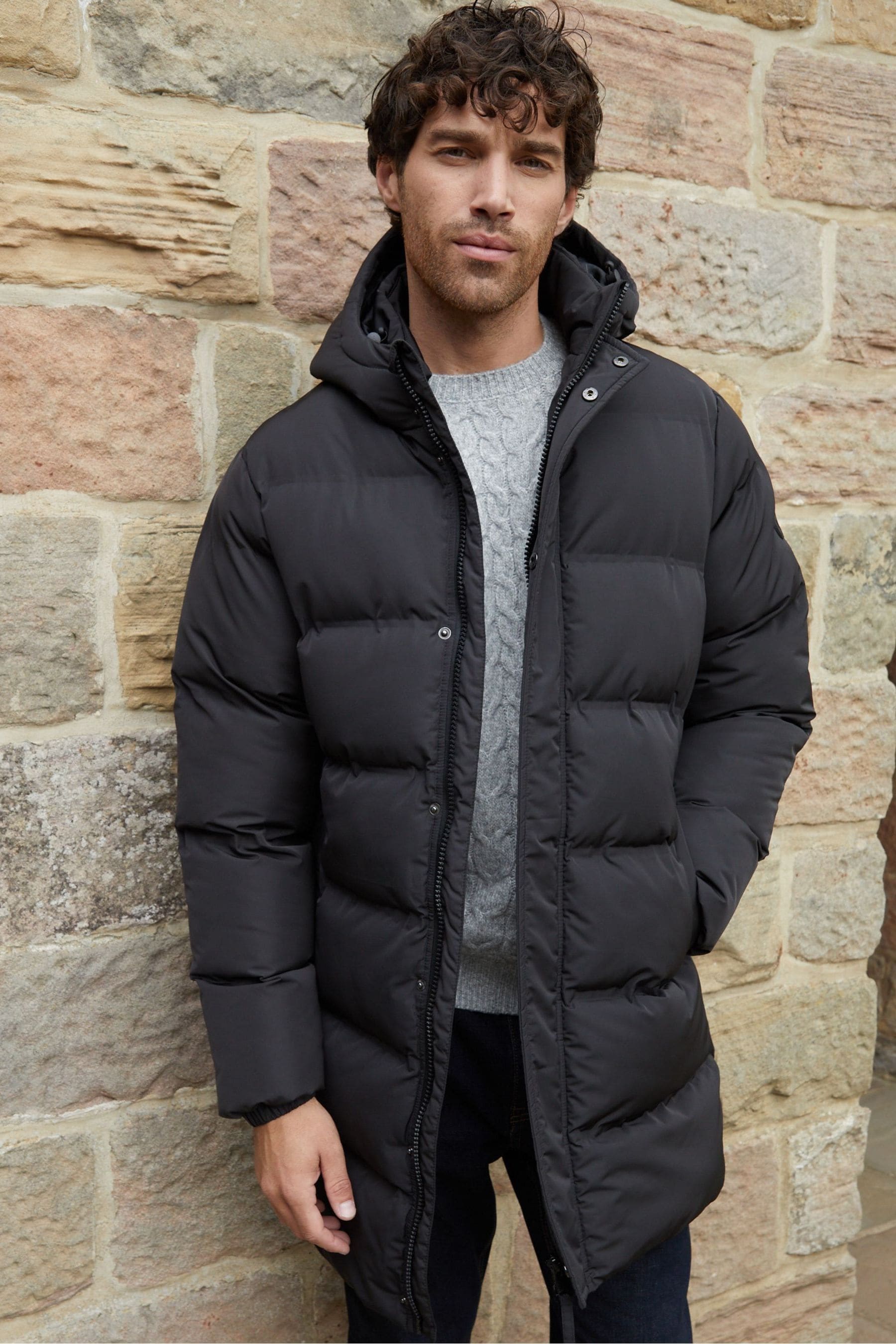 Longline puffer jacket black 2025