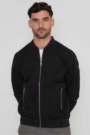 Threadbare Black Showerproof Classic Bomber Jacket - Image 1 of 4