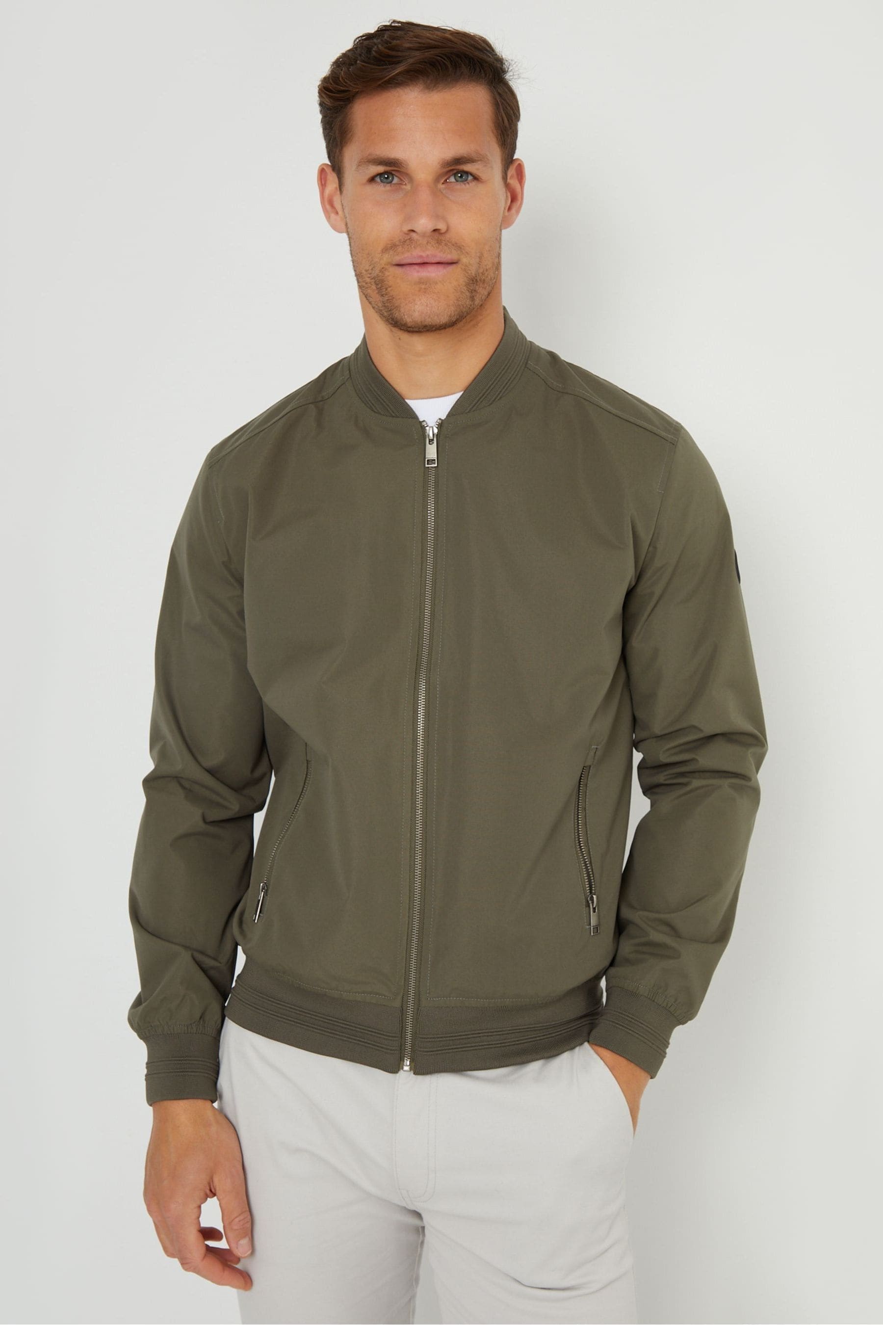 Threadbare Khaki Showerproof Classic Bomber Jacket