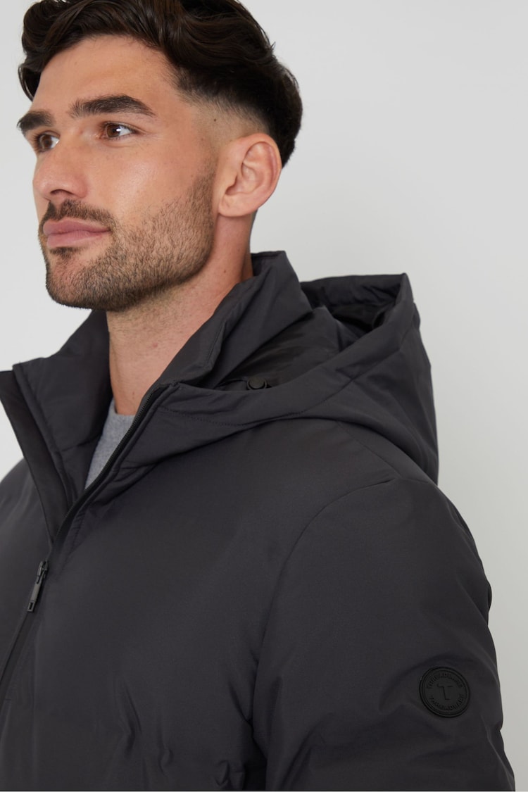 Threadbare Black Showerproof Hooded Puffer Jacket - Image 4 of 4