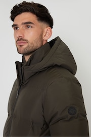 Threadbare Green Showerproof Hooded Puffer Jacket - Image 4 of 5