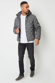 Threadbare Grey Showerproof Quilted Hooded Puffer Jacket - Image 4 of 5