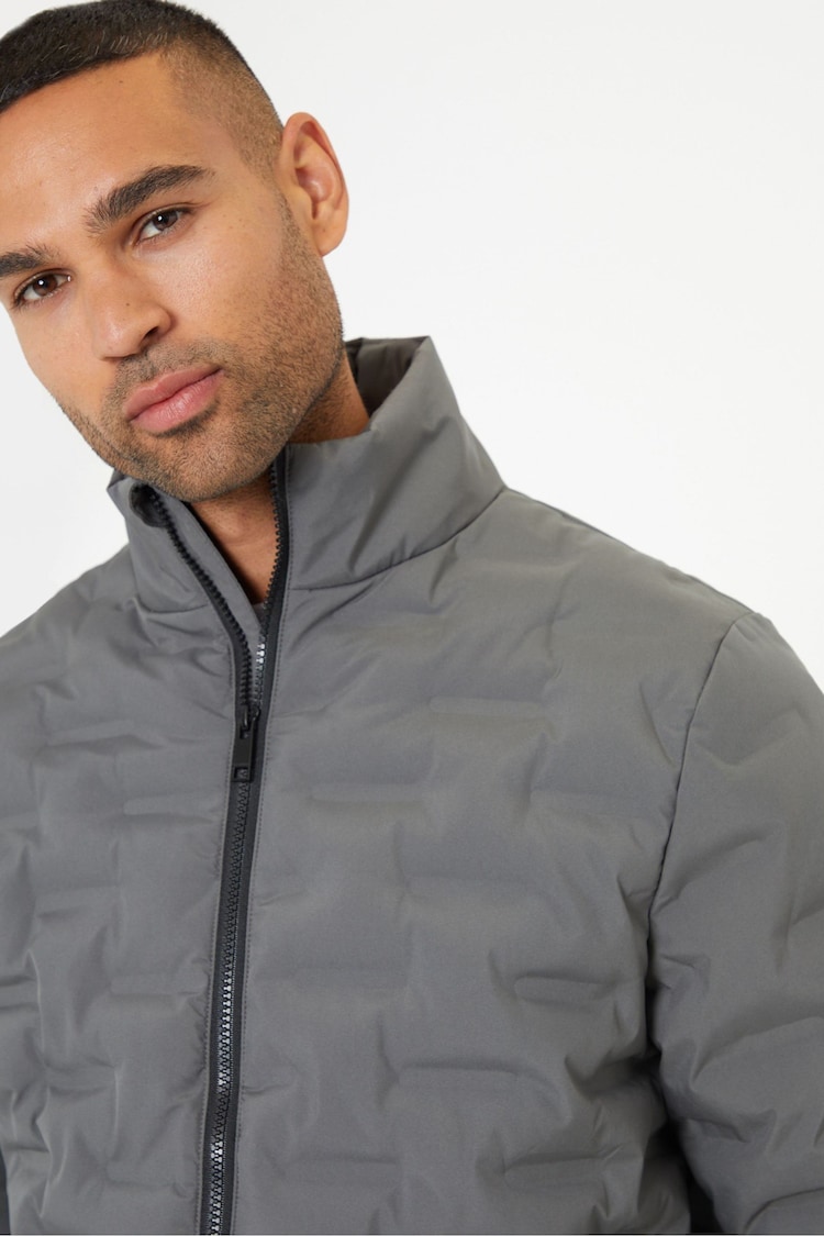 Threadbare Grey Quilted Funnel Neck Padded Jacket - Image 4 of 4