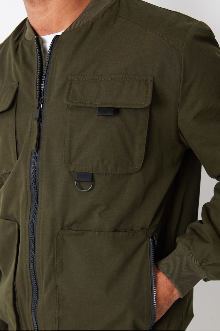 Threadbare Green Showerproof Utility Bomber Jacket - Image 4 of 4