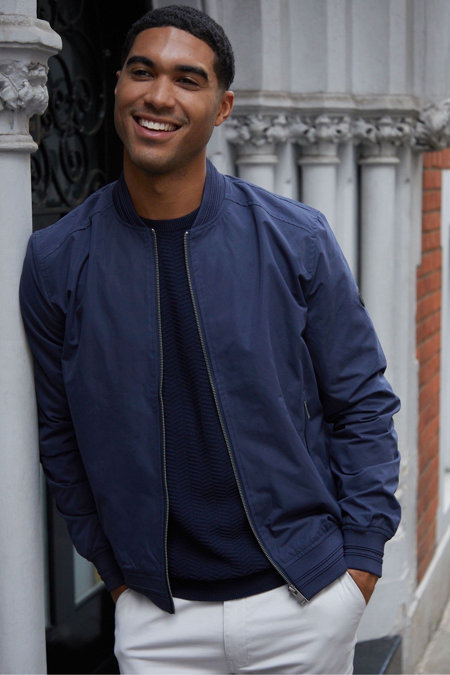 Buy Threadbare Blue Showerproof Classic Bomber Jacket from the Next UK online shop