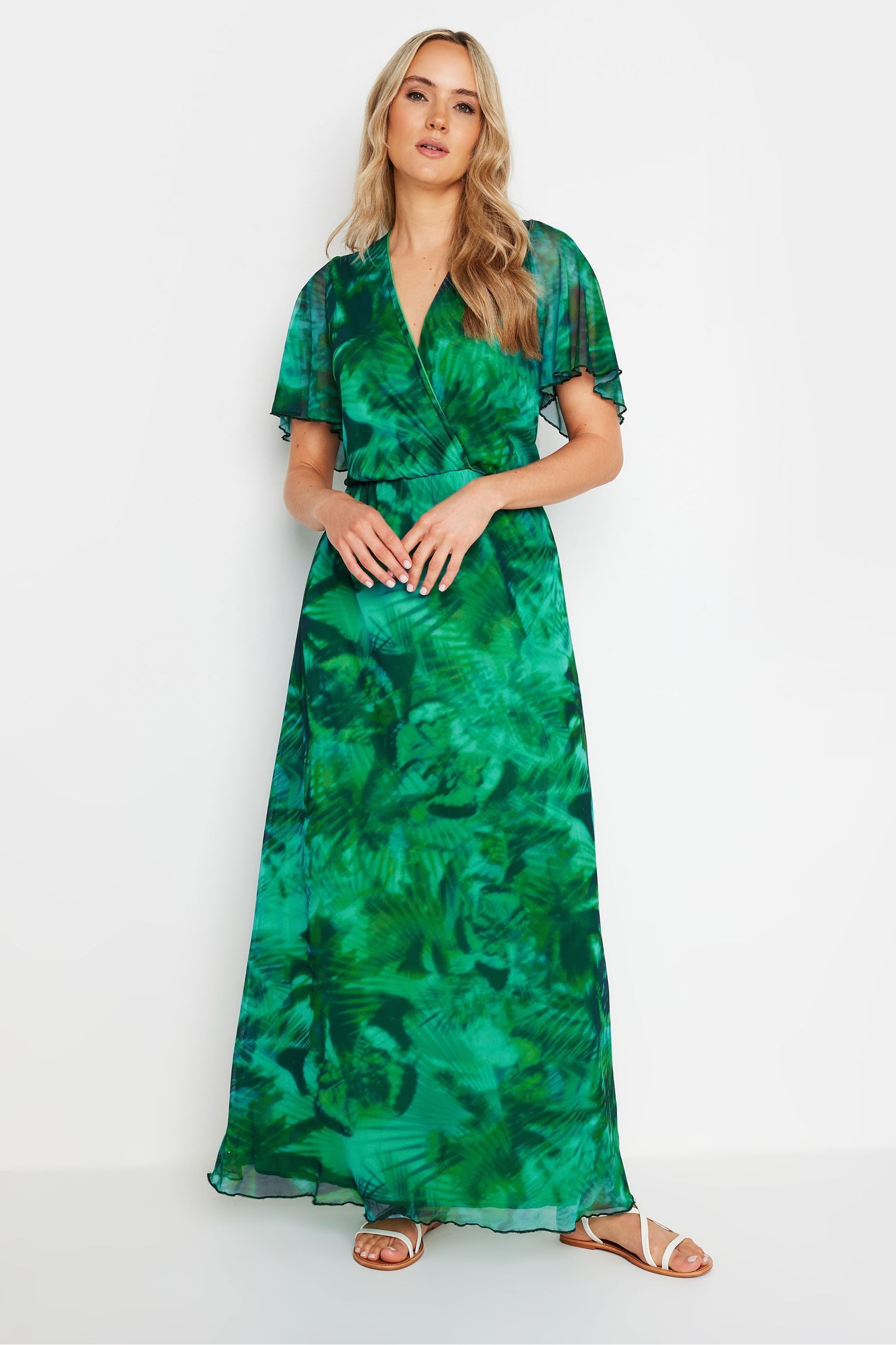 Green tropical maxi dress 2025