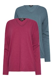 Long Tall Sally Pink Long Sleeve 100% Cotton T-Shirts 2 Pack - Image 6 of 8