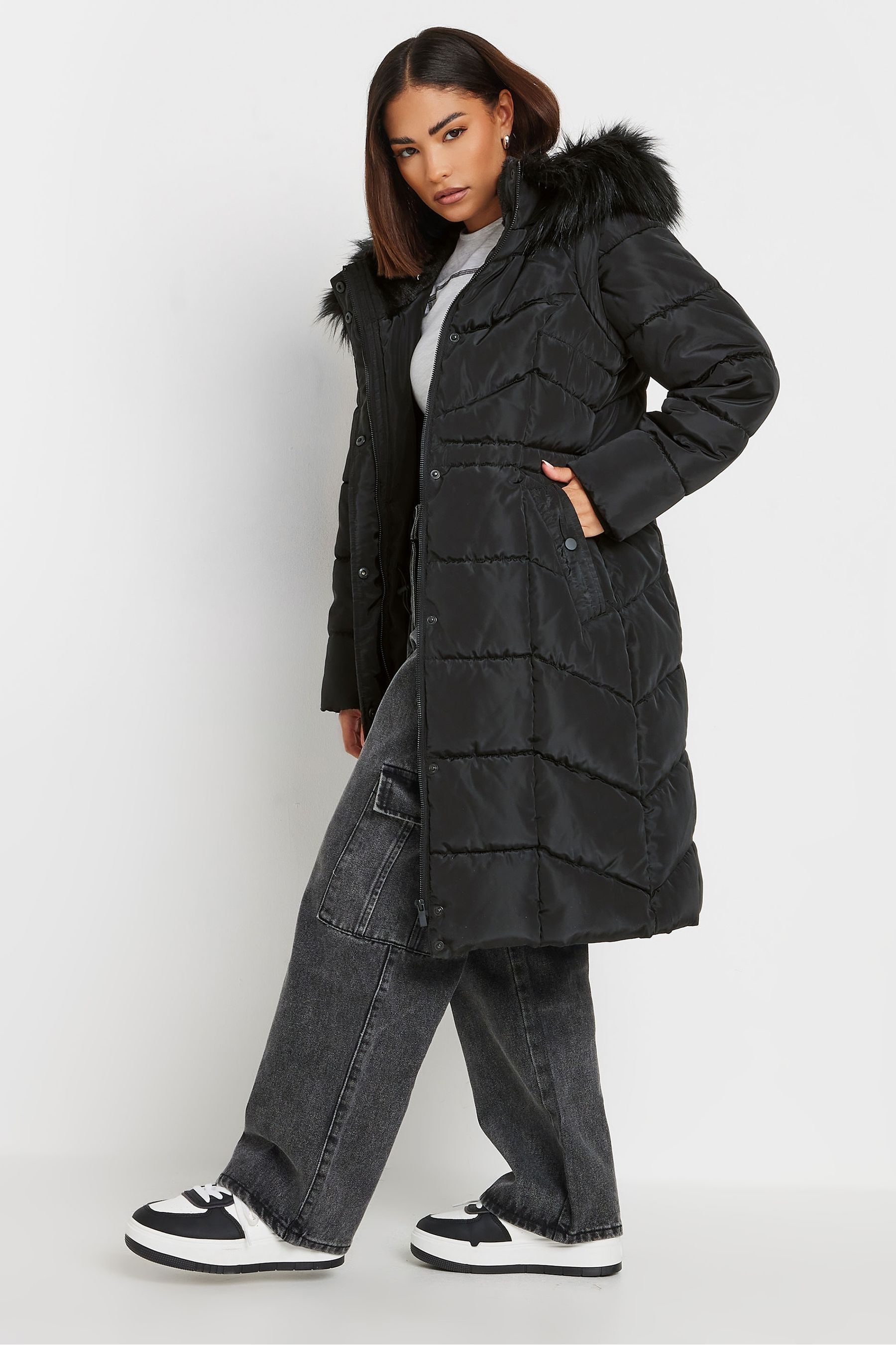 Buy PixieGirl Petite Black Midi Padded 2 In 1 Coat from the Next UK online shop