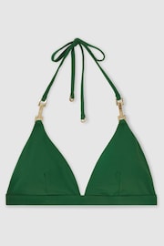 Reiss Hunting Green Riah Triangle Halter Neck Bikini Top - Image 2 of 5