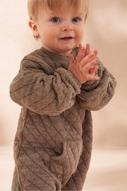 Angel & Rocket Natural Bear Quilted Washed Playsuit - Image 4 of 4