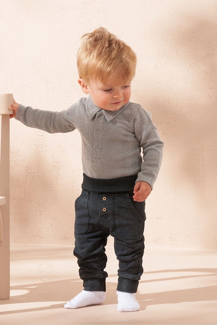 Angel & Rocket Grey Herringbone Bodysuit And Jersey Joggers Set - Image 1 of 3