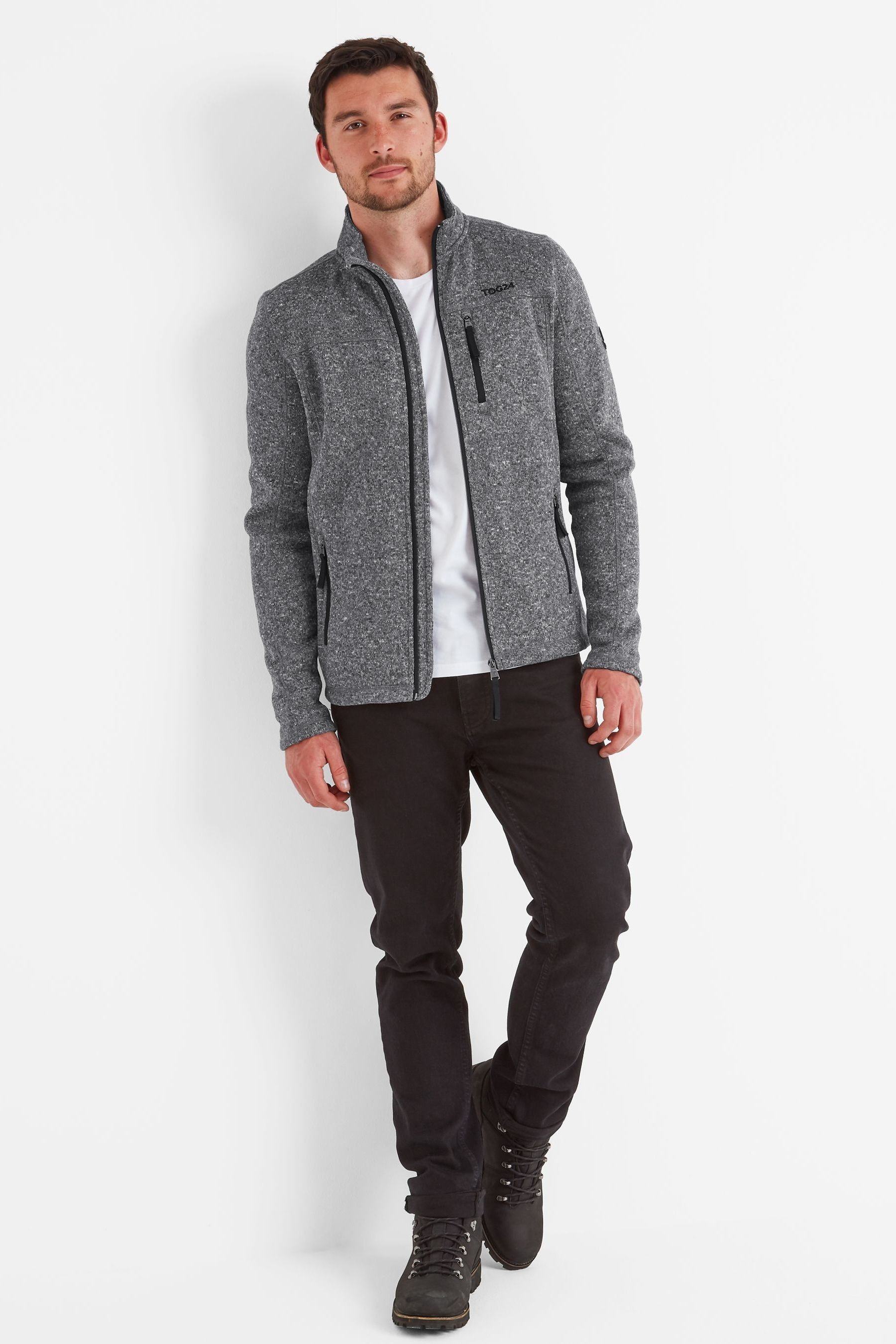 Tog 24 Grey Mens Cresswell Knitlook Fleece Jacket Medium