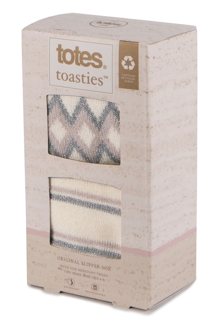 Totes Cream Original Ladies Slipper Socks 2 Pack - Image 2 of 5