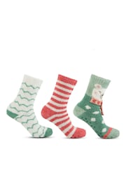 Totes Green Ladies Super Soft Cosy Slipper Socks 3 Pack - Image 2 of 5