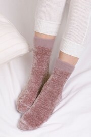 Totes Pink Ladies Fairisle and Chenille Slipper Socks 2 Pack - Image 4 of 5