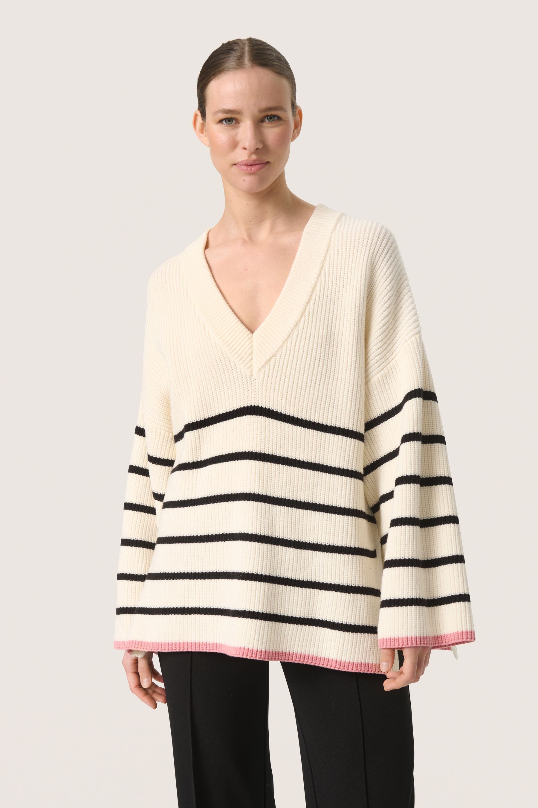 Buy Soaked in Luxury Loose Fit Musling V Neck Pullover White Jumper from the Next UK online shop