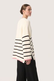 Soaked in Luxury Loose Fit Musling V-Neck Pullover White Jumper - Image 2 of 6