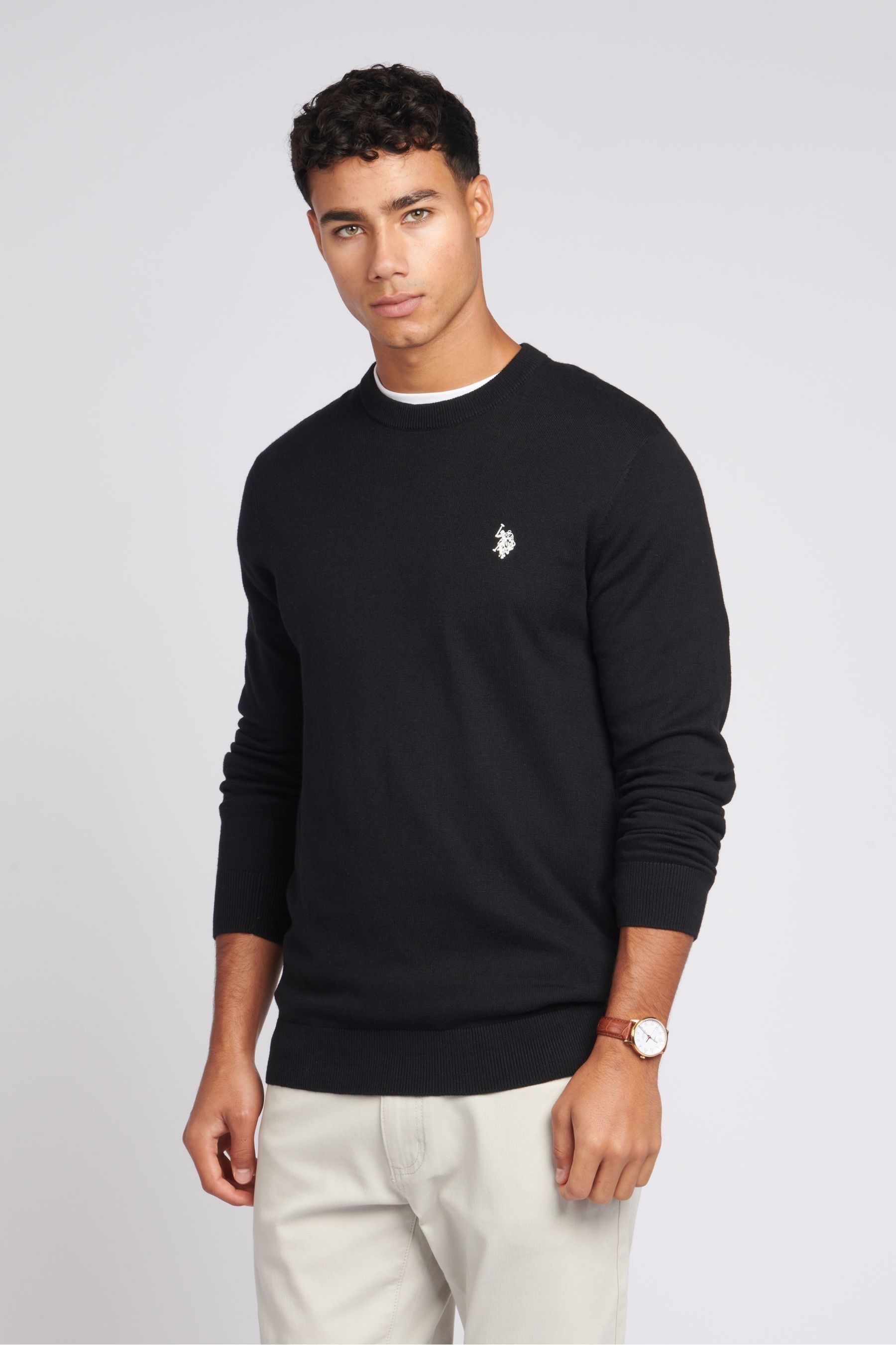 Mens cotton crew neck jumper clearance