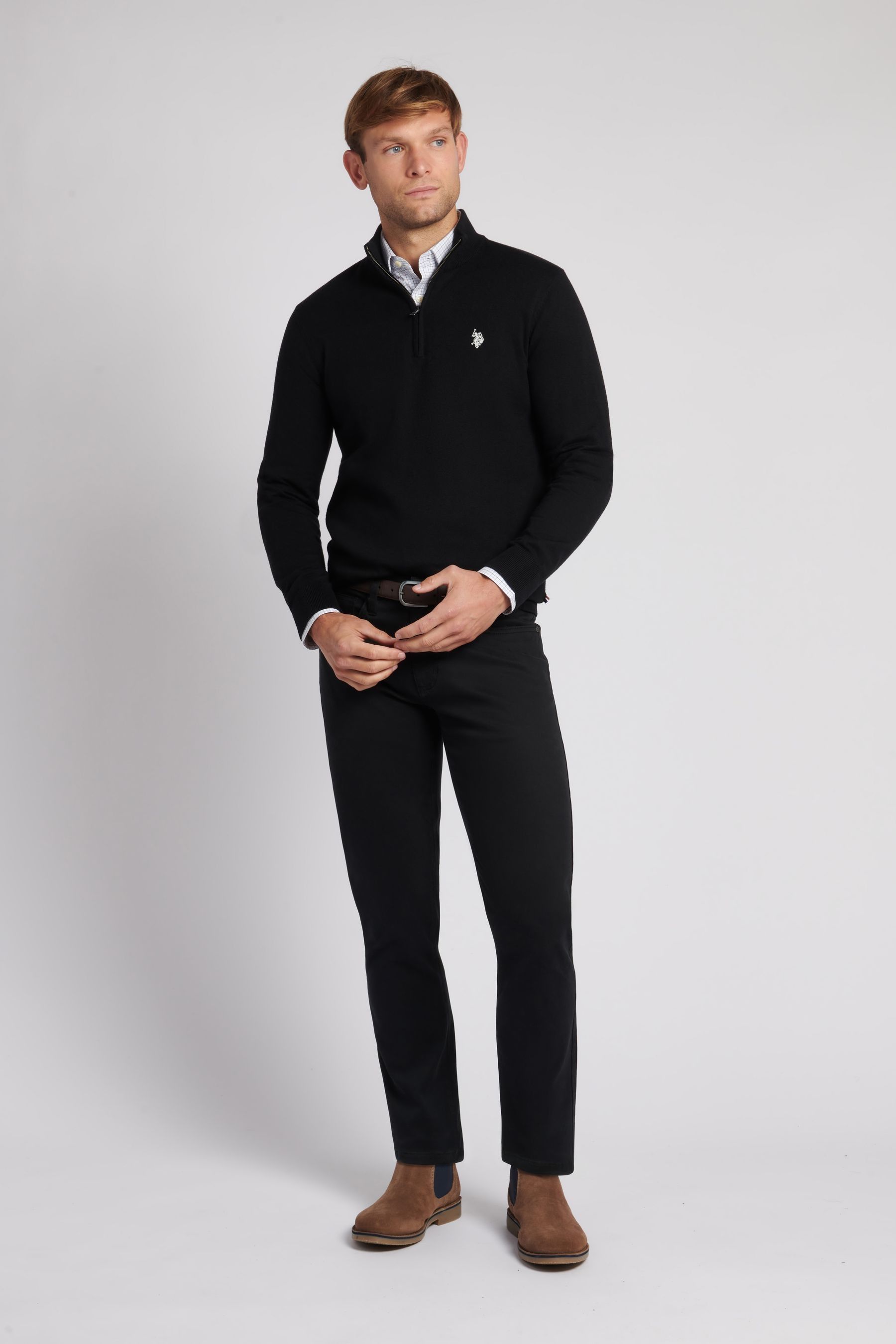 Black polo oxford shirt deals