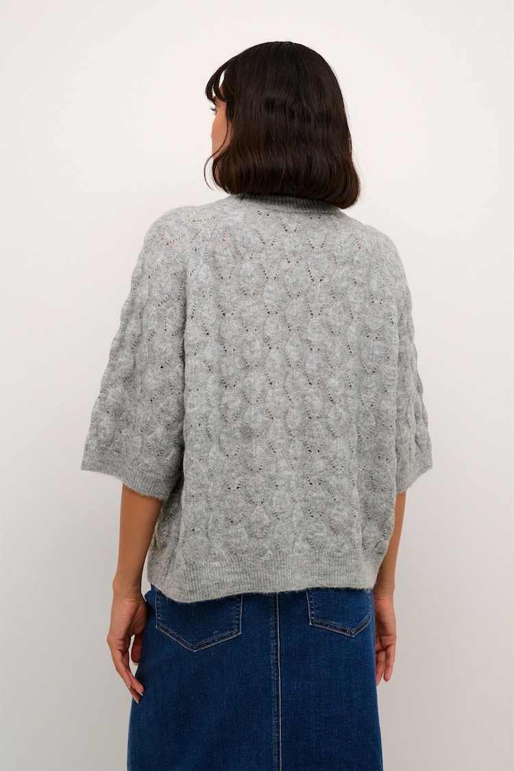 Kaffe Grey KAmalene Half Sleeve Round Neck Pullover Jumper - Image 2 of 6