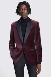 MOSS Red Tailored Fit Plum Velvet Jacket - Image 1 of 5