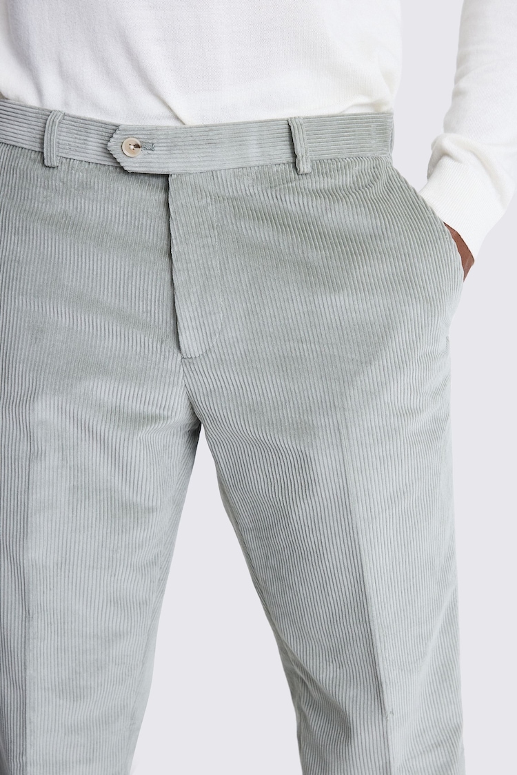 MOSS Grey Tailored Fit Sage Corduroy Trousers - Image 3 of 3