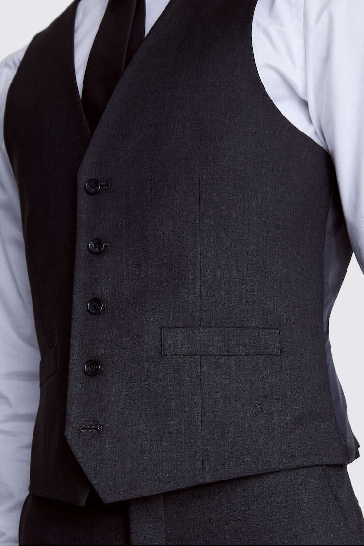 MOSS Grey Regular Fit Charcoal Stretch Waistcoat - Image 3 of 3