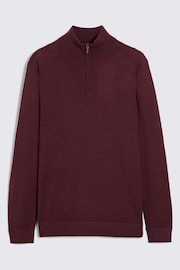 MOSS Burgundy Merino Blend Zip Neck Jumper - Image 4 of 5