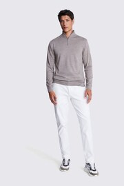 MOSS Taupe Merino Blend Zip Neck Jumper - Image 2 of 5