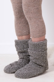 Totes Grey Ladies Faux Fur Slipper Sock Booties - Image 1 of 5