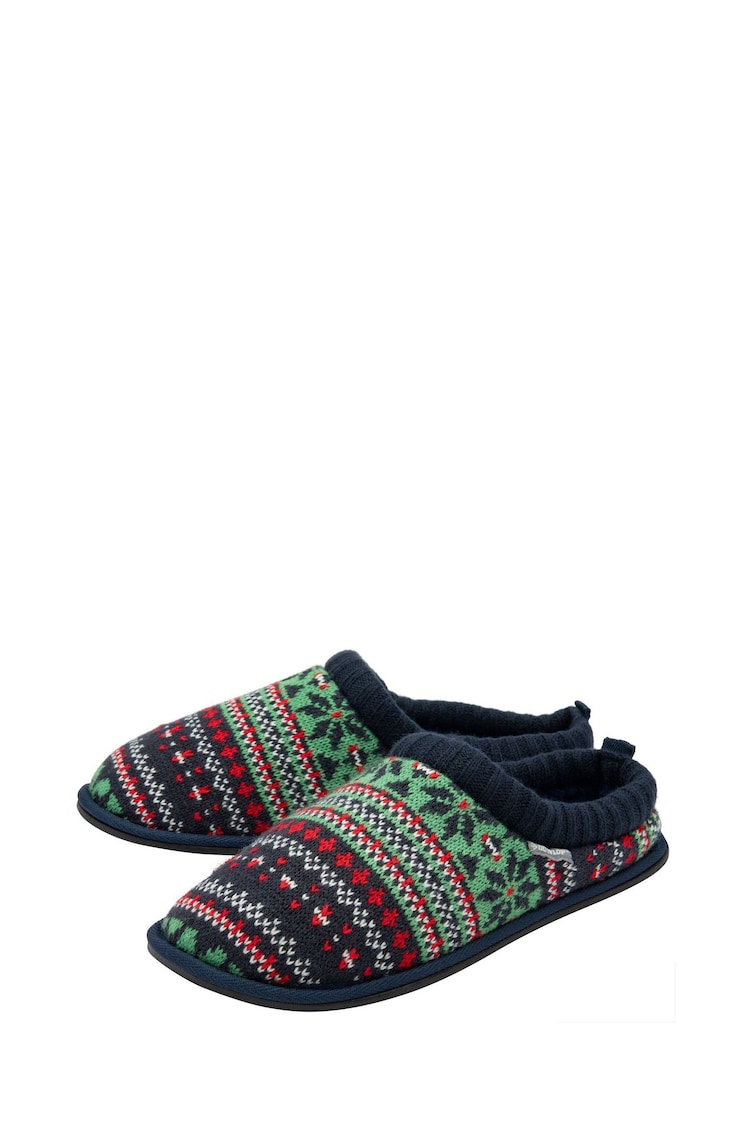 Dunlop Green Mens Fairisle Warm Lined Slipper Mules - Image 2 of 4