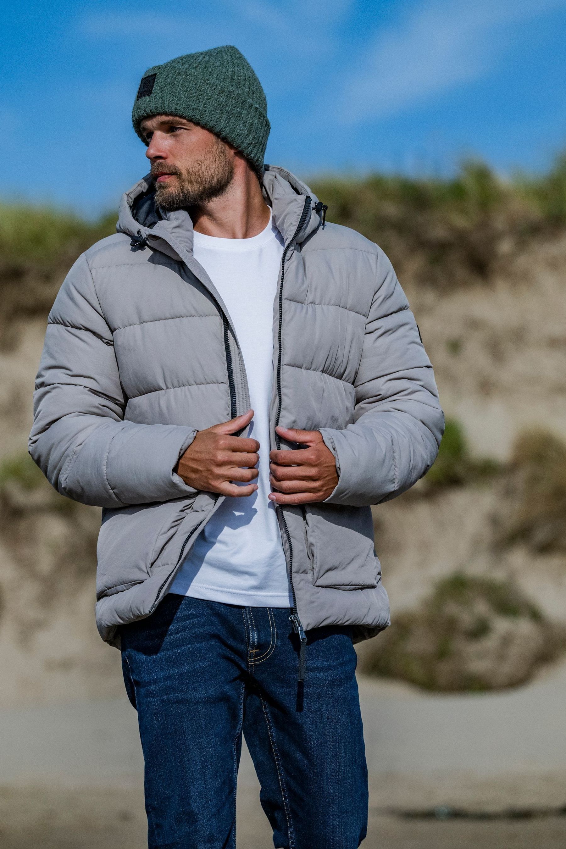 Buy Tog 24 Cream Mens Hooded Water Repellent Hamilton Padded Parka from the Next UK online shop