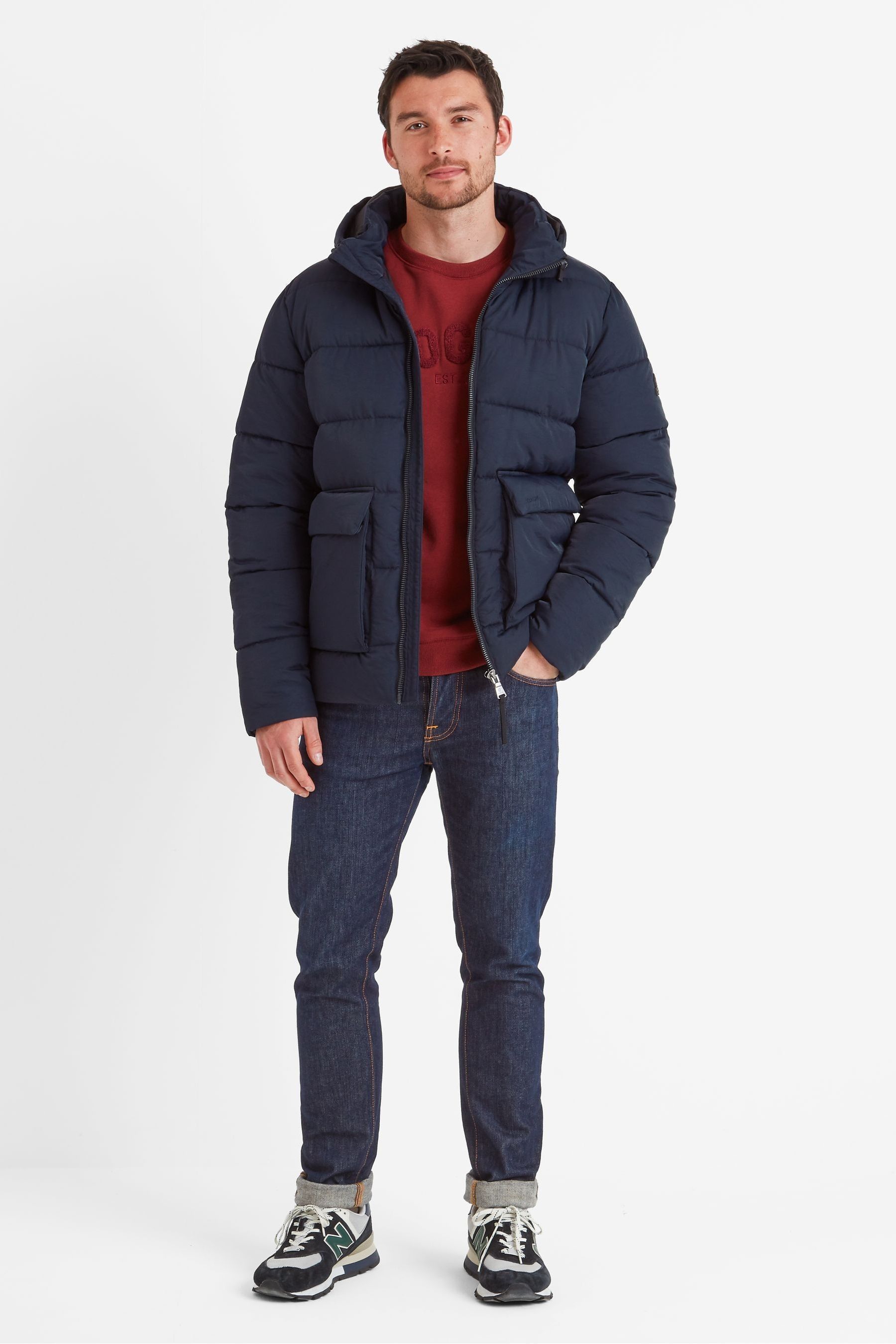 Buy Tog 24 Blue Mens Hooded Water Repellent Hamilton Padded Parka from Next Oman
