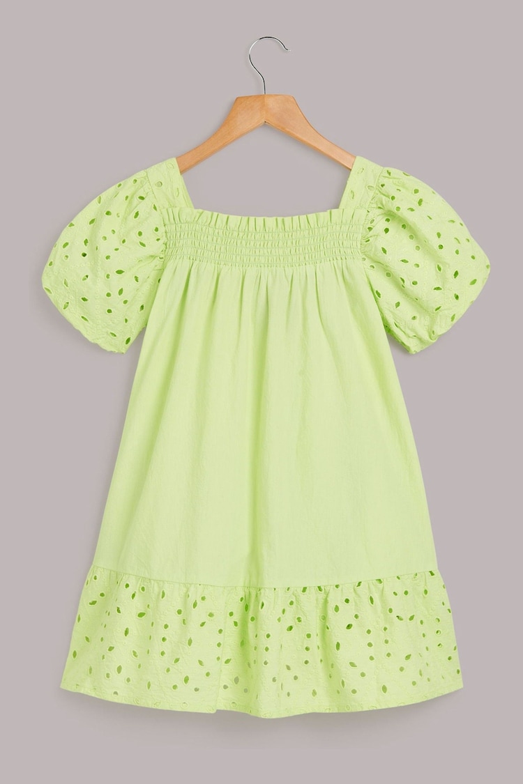 Whistles Green Kids Lime Broderie Trapeze Dress - Image 2 of 3