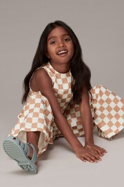 Whistles Multicolour Kids Checkerboard Wide Leg Trousers - Image 3 of 4