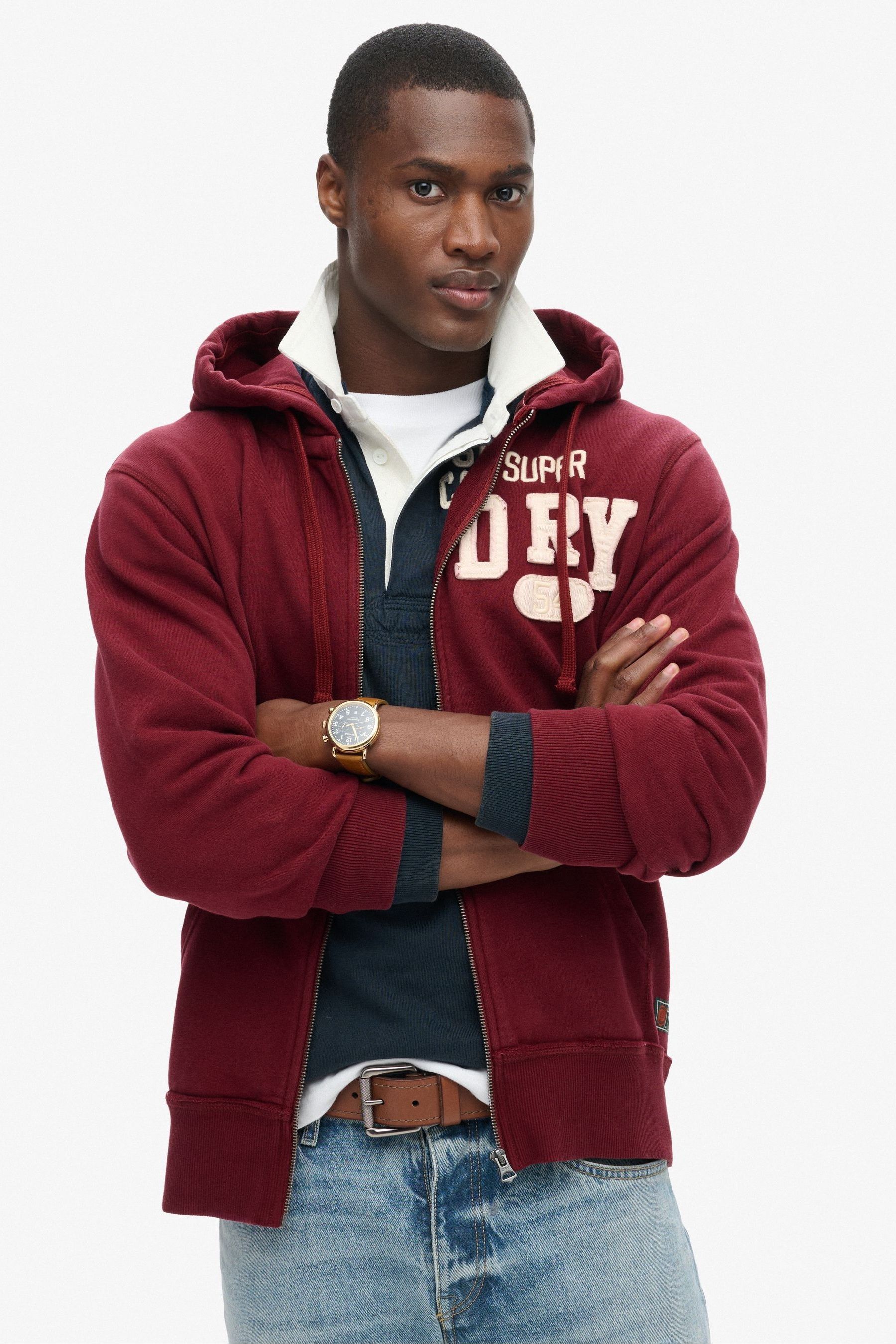 Buy Superdry Red 100 Cotton Vintage Athletic Zip Hoodie from Next Canada