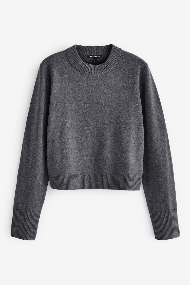 Whistles Grey Wool Cropped Sweater - Image 6 of 6