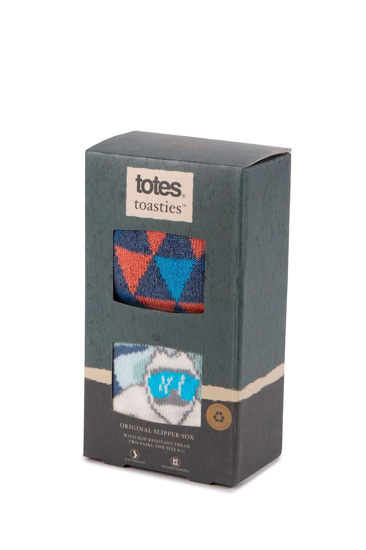 Totes Aqua Blue Mens Original Slipper Socks 2 Pack - Image 5 of 5