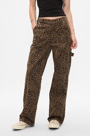 Gap Brown Mid Rise Leopard Print 90s Loose Cargo Jeans Kvinder - Image 2 of 9