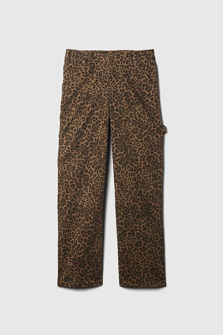 Gap Brown Mid Rise Leopard Print 90s Loose Cargo Jeans Kvinder - Image 9 of 9