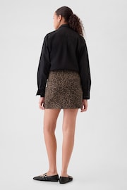 Gap Brown Leopard Print Denim Mini Skirt - Image 2 of 5