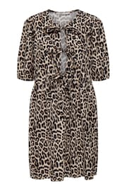 ONLY Animal Print Mini Puff Sleeve Bow Dress - Image 5 of 6