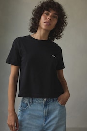 self. Black Crop 100% Cotton T-Shirt - Image 3 of 9