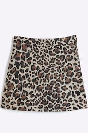 River Island Brown Girls Leopard Pleated Skirt - Image 2 of 4