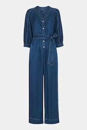 Whistles Blue Mabel Topstitch Jumpsuit - Image 5 of 5