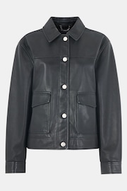 Whistles Black Natia Leather Overshirt - Image 5 of 5