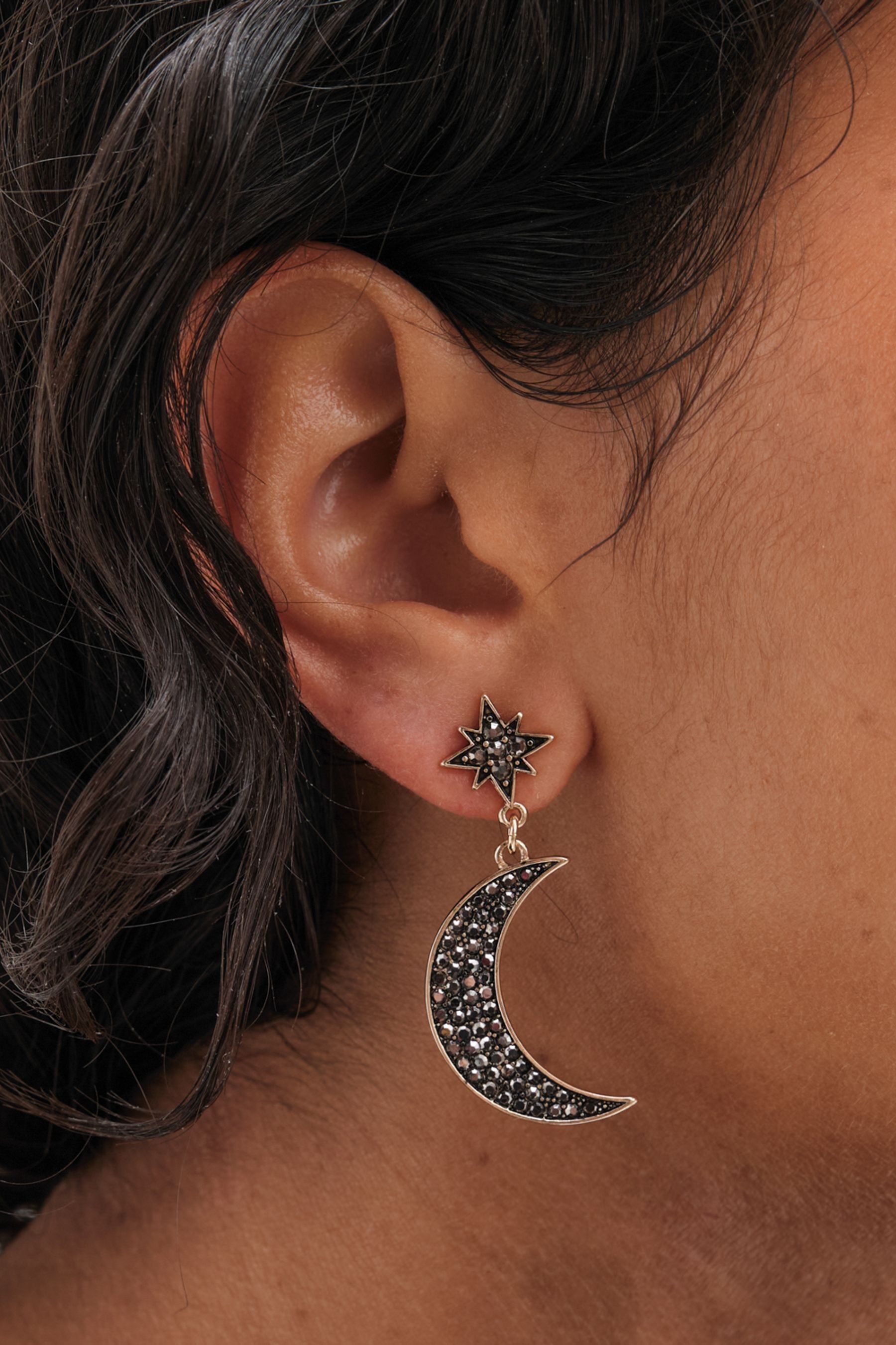Star moon drop earrings new arrivals