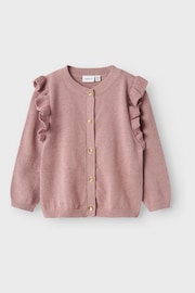 Name It Pink Long Sleeve Frill Knitted Cardigan - Image 1 of 2