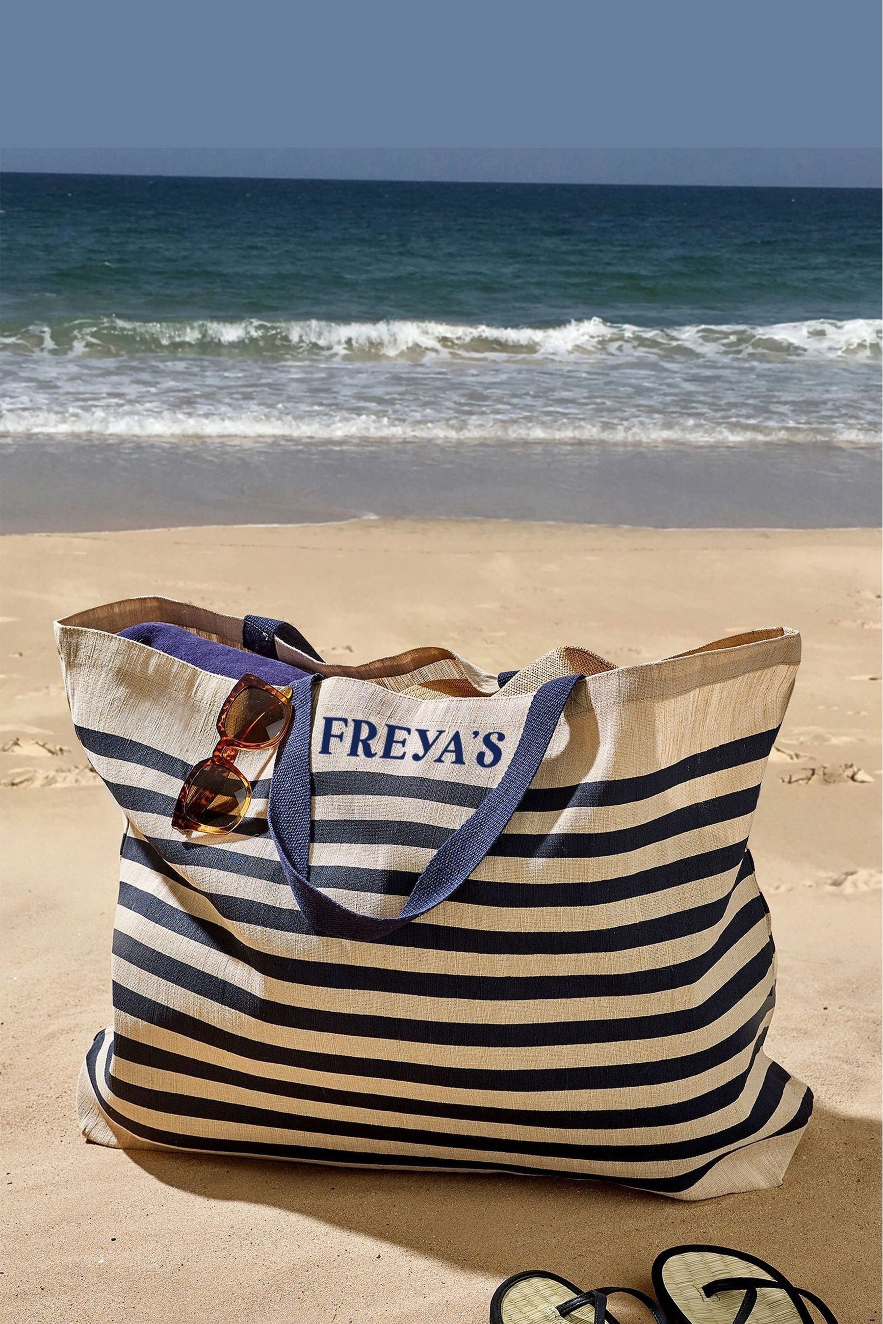 Loveabode Large Personalised Extra Jute Black Beach Bag