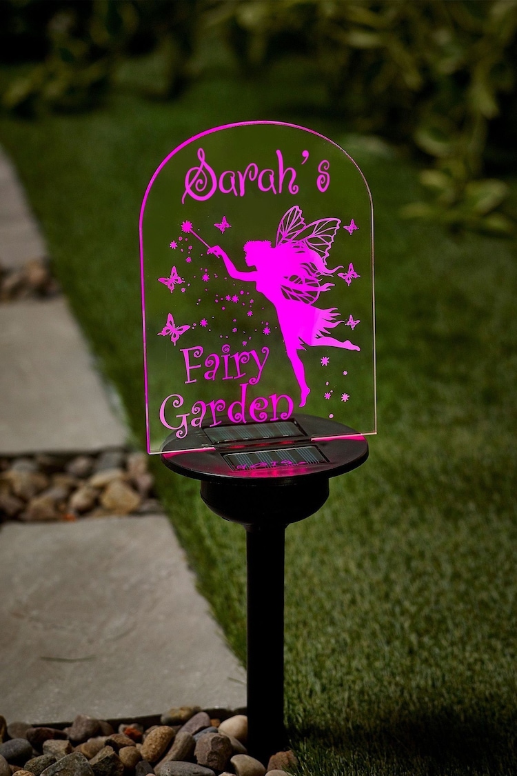 Natural Personalised Solar Fairy Garden Sign by Loveabode - Image 1 of 2